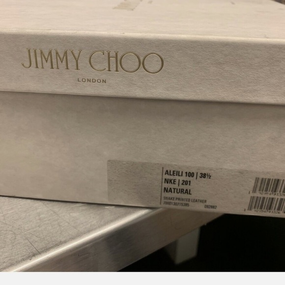 JIMMY CHOO ALEILI 100 Natural Snake Printed Leather Platform Wedge - Picture 6 of 10